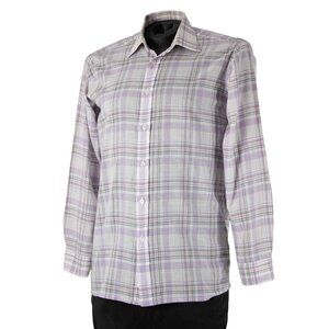 Wilkes Bashford A252 Stuart Sz No Size M? Lavender White Brown Cotton Poly Shirt